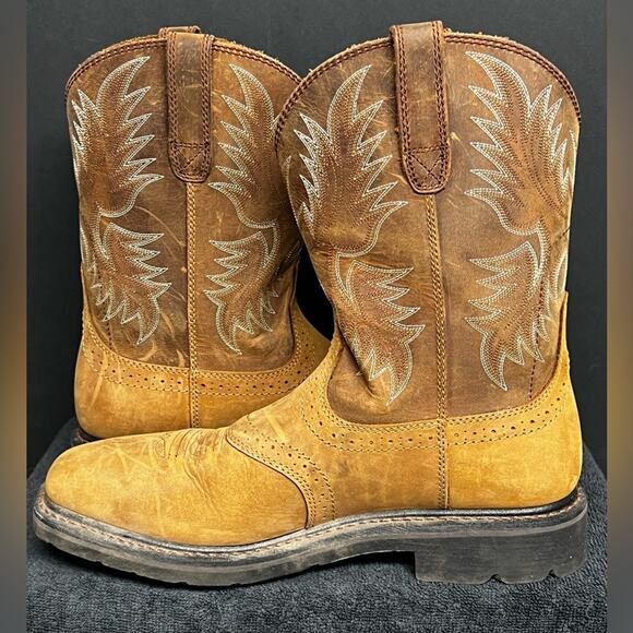 Ariat Round Toe ASTM F2892-18 EH Cowboy Western Leather Work Boots 10 D - Picture 7 of 10